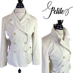Petite TWEEDS Cream Double Breasted Blazer Jacket Women 6P